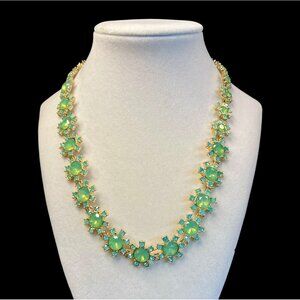 Talbots Vintage-Inspired Gold-Tone Necklace With Green & Opalescent Crystal Flor